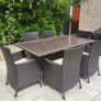 Garden rattan table, 6 chairs and cushions and 2 x Parsol Image 2