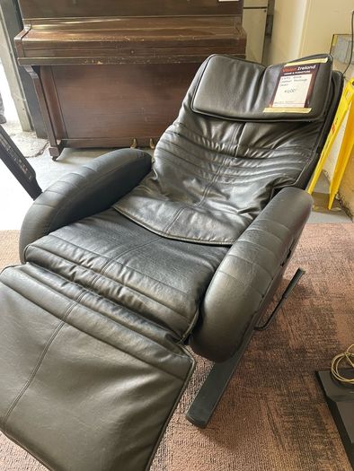 Black Leather Reclining Massage Chair