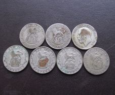 Great Britain. George V. 7 Silver coins@6 pence. Run of the years (1920-1927)