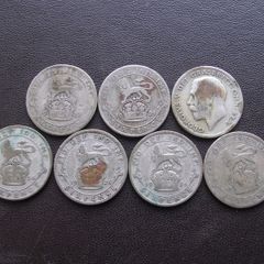 Great Britain. George V. 7 Silver coins@6 pence. Run of the years (1920-1927)