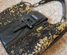 Calvin Klein Black and Gold Sequin Shoulder Bag