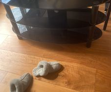 large glass. tv table