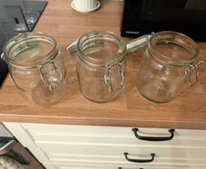 IKEA KORKEN Glass Storage Jars (Set of 3) with Airtight Clip Lids - 1L
