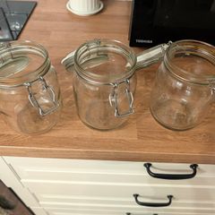 IKEA KORKEN Glass Storage Jars (Set of 3) with Airtight Clip Lids - 1L