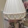 Shabby Chic Style Pillar lamp with Ivory fabric shade with pearl detailing Image 3