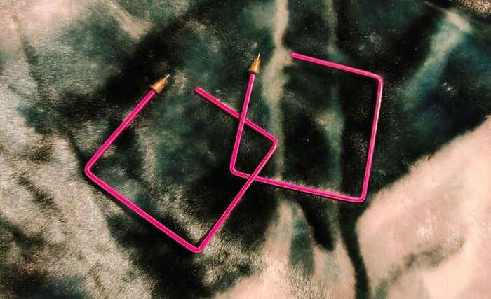 Bold & Chic: Glossy Violet Square Hoop Earrings