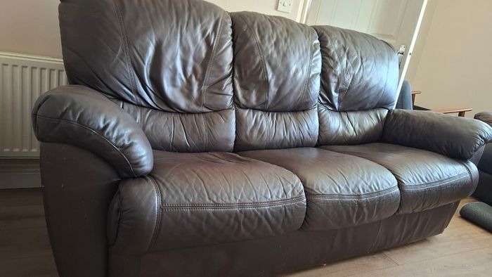 3 seater brown leather sofa