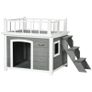 Dog House, Rooftop Terrace, Stairs, Window, Ground Clearance, Natural Wood, Light Gray, 121 x 77 x 78cm Image 2