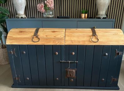 Mexican Pine Barrel Top Storage Chest / Drinks Cabinet