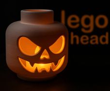 LEGO head style spooky LED jack-o-lantern