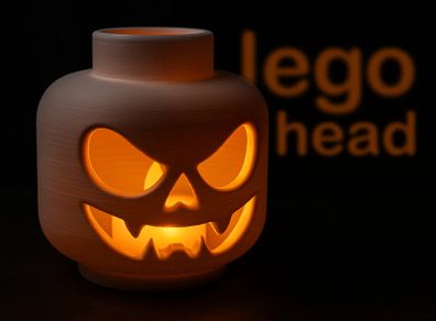 LEGO head style spooky LED jack-o-lantern