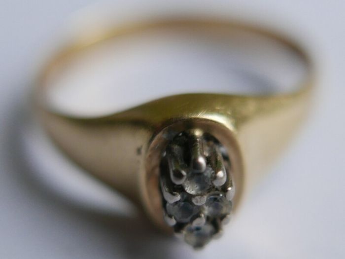 Vintage 14K White Yellow Gold  Diamond Wedding Engagement  Ring size P1/2 - 3,6g