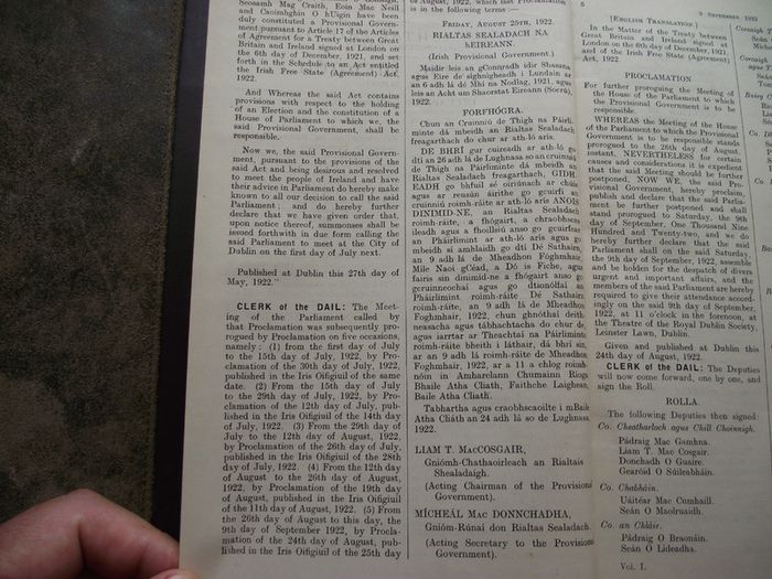1922 Dail Eireann Parliamentary Debates. Official Report. Volume 1