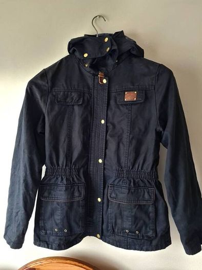 Diesel waxed style parka coat size small pit to pit 18" Navy Cotton/polyester In excellent condition