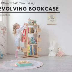 Mesasilla Solid Wood Rotating Bookshelf for Kids - 360 Degree Home Library