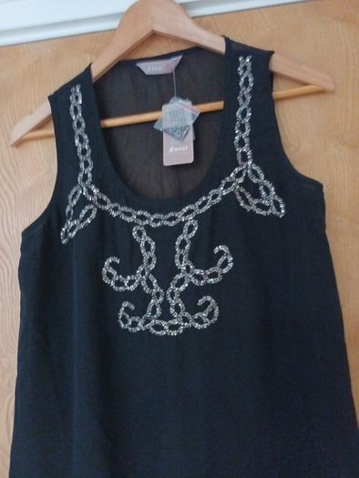 A Wear Black Embellished  Front Vest Top. S 12.   B.N.W.T.