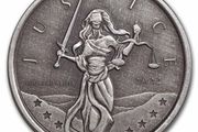 2022 Gibraltar 1 Pound 1 Oz Silver Bullion Coin Lady Justice Antique Finish ( In Capsule)