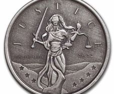 2022 Gibraltar 1 Pound 1 Oz Silver Bullion Coin Lady Justice Antique Finish ( In Capsule)