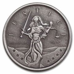 2022 Gibraltar 1 Pound 1 Oz Silver Bullion Coin Lady Justice Antique Finish ( In Capsule)