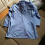 Zara blue striped embroidered flowers shirt blouse sun holls L 12/14 Image 5