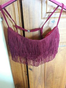 Wine fringed bustier Karen Millen size 12 NEW