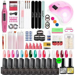Gel Nail Set With Led UV Lamp Nail Drill Nail Polish Set Art Tools Kit DIY Large
