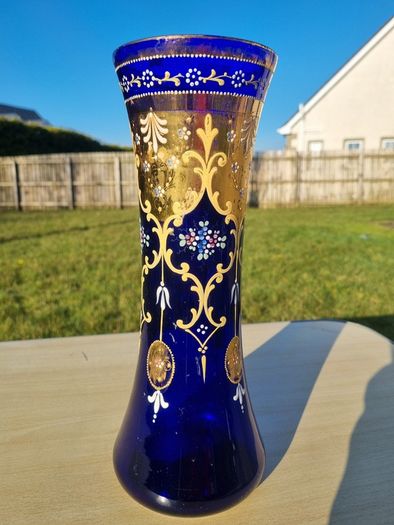 Large Bohemian glass vase in Art Nouveau style