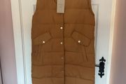 gilet Bnwt long tan gilet sleeveless coat size small freequent brand