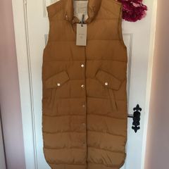 gilet Bnwt long tan gilet sleeveless coat size small freequent brand