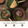 Kitchen Academy Granite Non-Stick Cookware Set 12-Piece, Sage Green Induction Hob Compatible Pots and Pans Set with Frying Pan & Saucepan, PFOA Free Image 7
