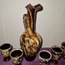 1950's French glazed ceramic wine jug and goblets Image 4