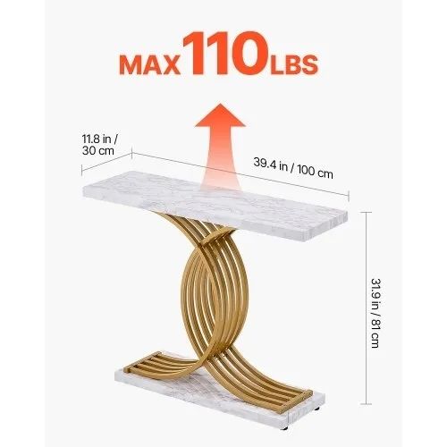 Narrow Console Sofa Table, 39.4 inches Behind Couch Table, 1-Tier Long Entryway Table and Skinny Hallway Table, Narrow Sofa Table with Metal Frame, for Entryway, Hallway, Living Room & Bedroom