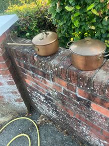 2 copper pots 7in and 8in