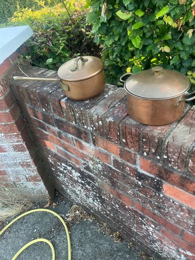 2 copper pots 7in and 8in