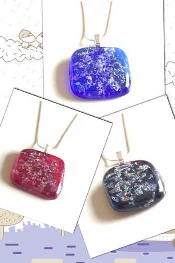 Handmade Glass Sparkly Pendants - FREE DELIVERY