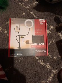 content creator ring light and phone holder