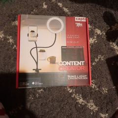 content creator ring light and phone holder
