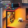 113CM Reversible Corner Gaming Desk with RGB LED Lights, Black Carbon Fibre Surface, Storage Shelves, Side Pocket & Hooks, Compact Computer Desk for Small Spaces & Home Office Image 4