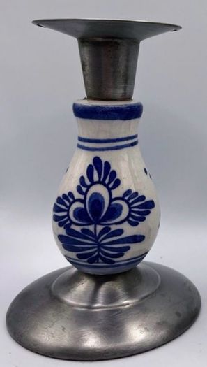 Vintage ceramic and pewter candlestick  holders