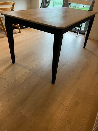 Upcycled Solid Wood Dining Table - Hand Painted White Coffee Whitewash - Modern Rustic - One of a Kind