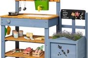 Mud Kitchen for Kids,Outdoor Play Kitchen with Planter Box Removable Mud Kitchen Accessories Include Sink Sand Shovels Gardening Tools Set Outdoor Mud Kitchen for Kids Boys Girls 3-8 Years Old