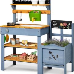 Mud Kitchen for Kids,Outdoor Play Kitchen with Planter Box Removable Mud Kitchen Accessories Include Sink Sand Shovels Gardening Tools Set Outdoor Mud Kitchen for Kids Boys Girls 3-8 Years Old