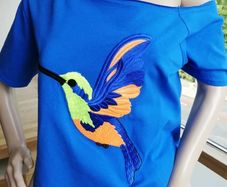 Top blue hummingbird ,universal size,  High Quality Clothes from Hola Boutique