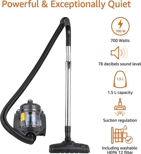 Bagless Vacuum Cleaner / Hoover with HEPA Filter, 700W, 1.5L, Black