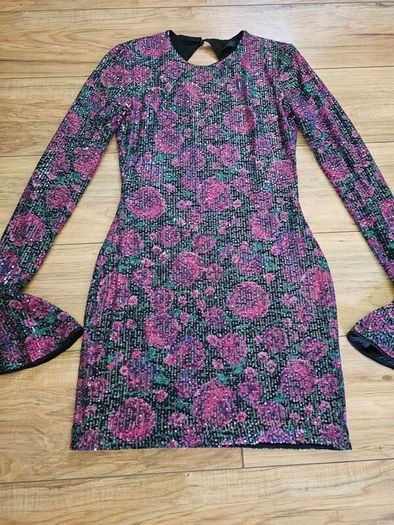 Rotate Birger Christensen Sequin Floral Mini Dress