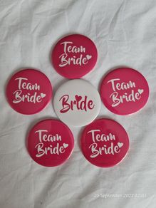 Team Bride wedding badges