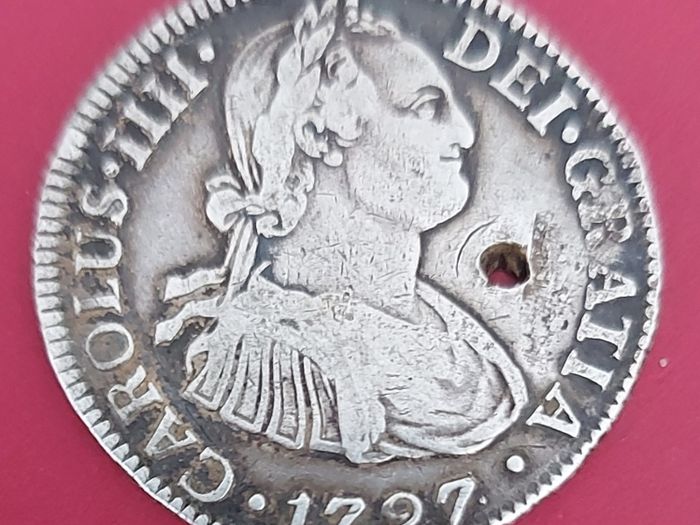 Spain 1797 Carlos Iv  Silver 8 Reales Coin
