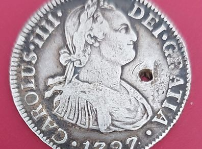 Spain 1797 Carlos Iv  Silver 8 Reales Coin