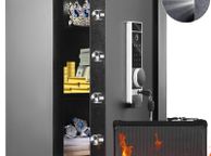main image for ad Safe, 2.2 Cubic Feet Home Safe, Steel Security Safe with Fingerprint, Digital Keypad and 2 Keys, Cabinet Safe with Large Fire-proof Bag, Protect Cash, Gold, Jewelry, Documents,