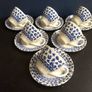 Vintage Blue and White Transferware Set of Six Espresso/Demi-Tasse Duos by English Ironstone Tableware Image 2